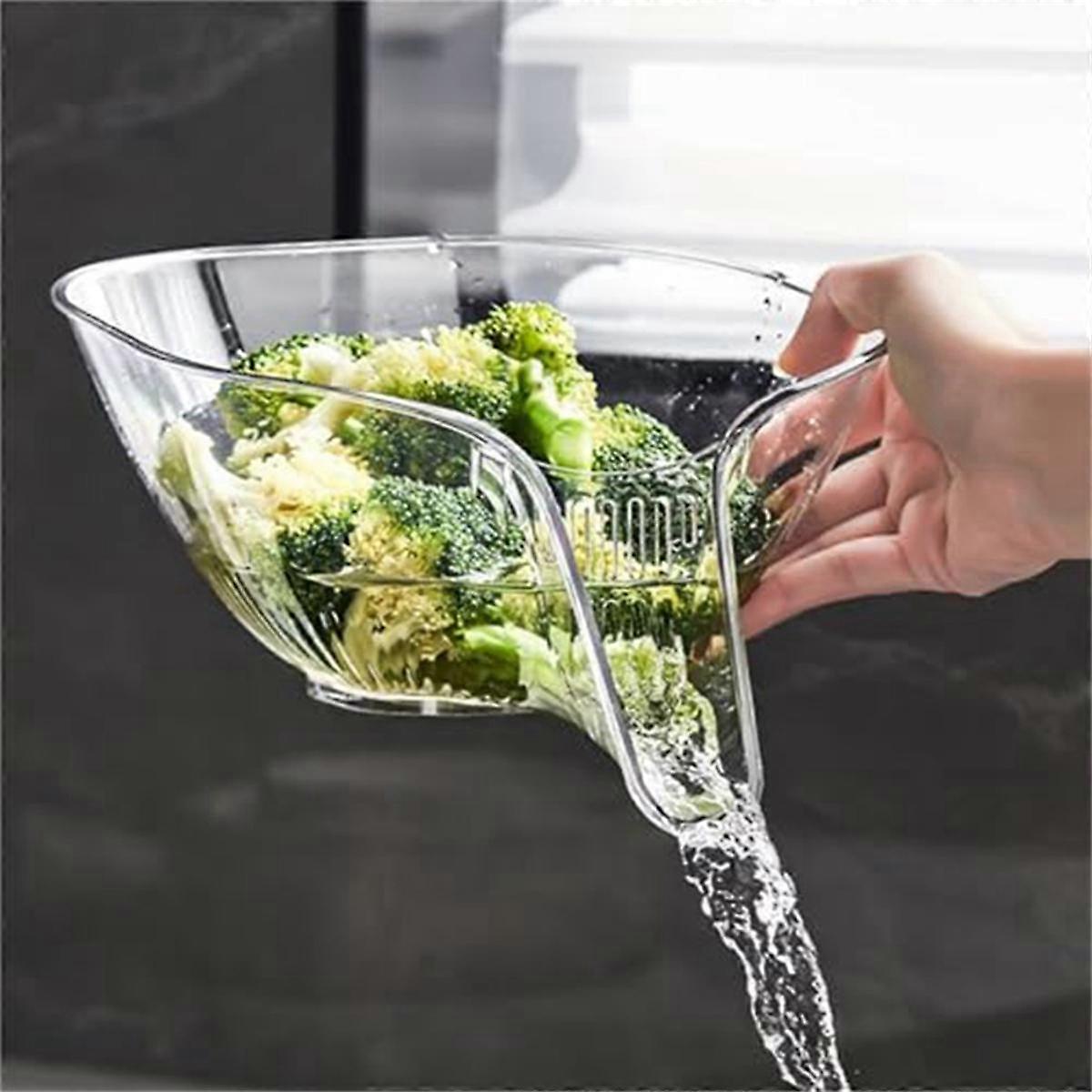 Drain Basket Funnel for Kitchen Sink,Multifunctional Drainage Basket Vegetable Washing Basket Dry and Wet Separation A