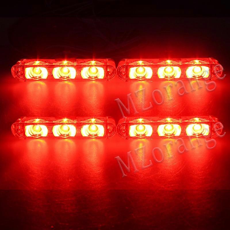 4*3 LED Lights Car Strobe Police Lights Cigaretteer Grill Warning Lamp 12V Motorcycles Flasher Fso Flashlight Car Accessories