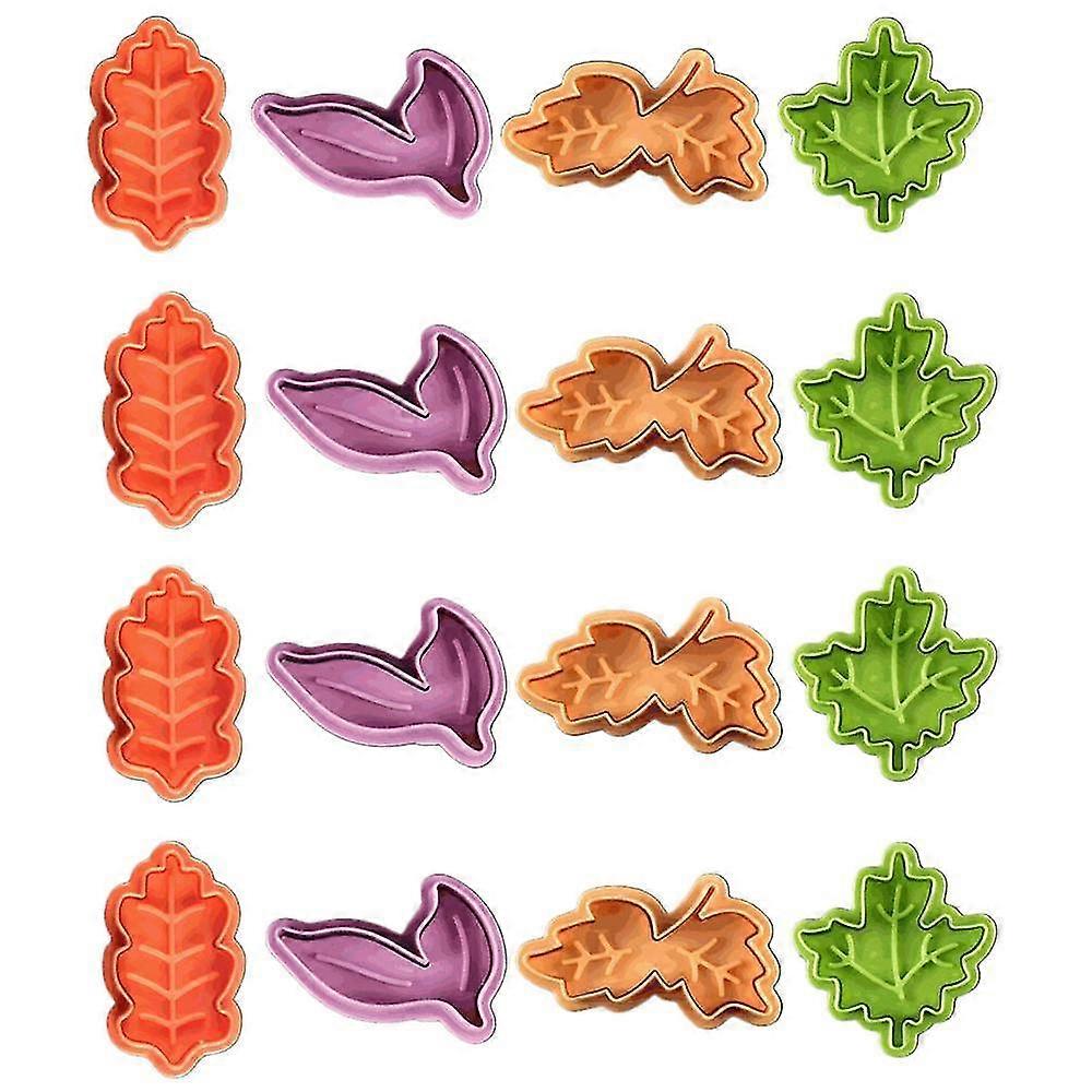 4pcs Plunger Leaf Cookie Press Cutters Biscuit Mold Cake