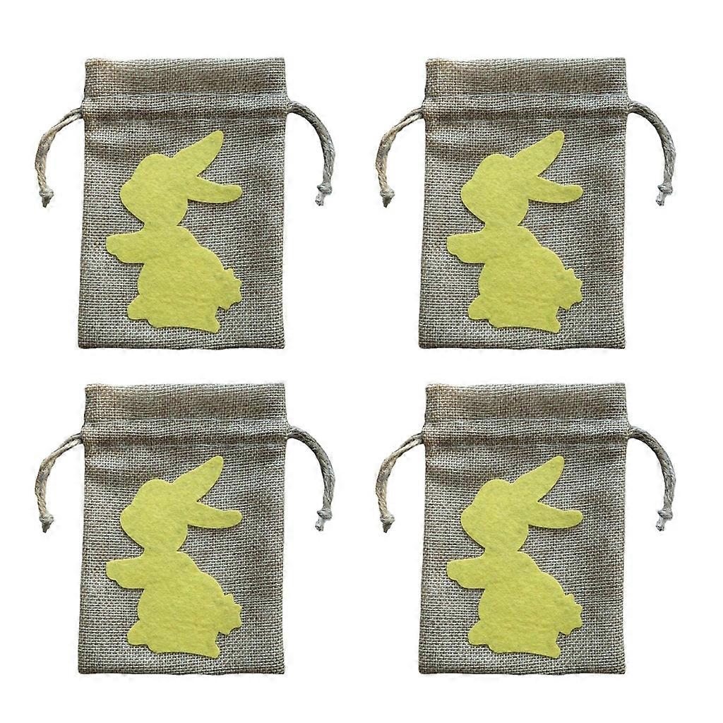  4Pcs Easter Bunny Drawstring Gift Bags Candy Cookie Party Decoration