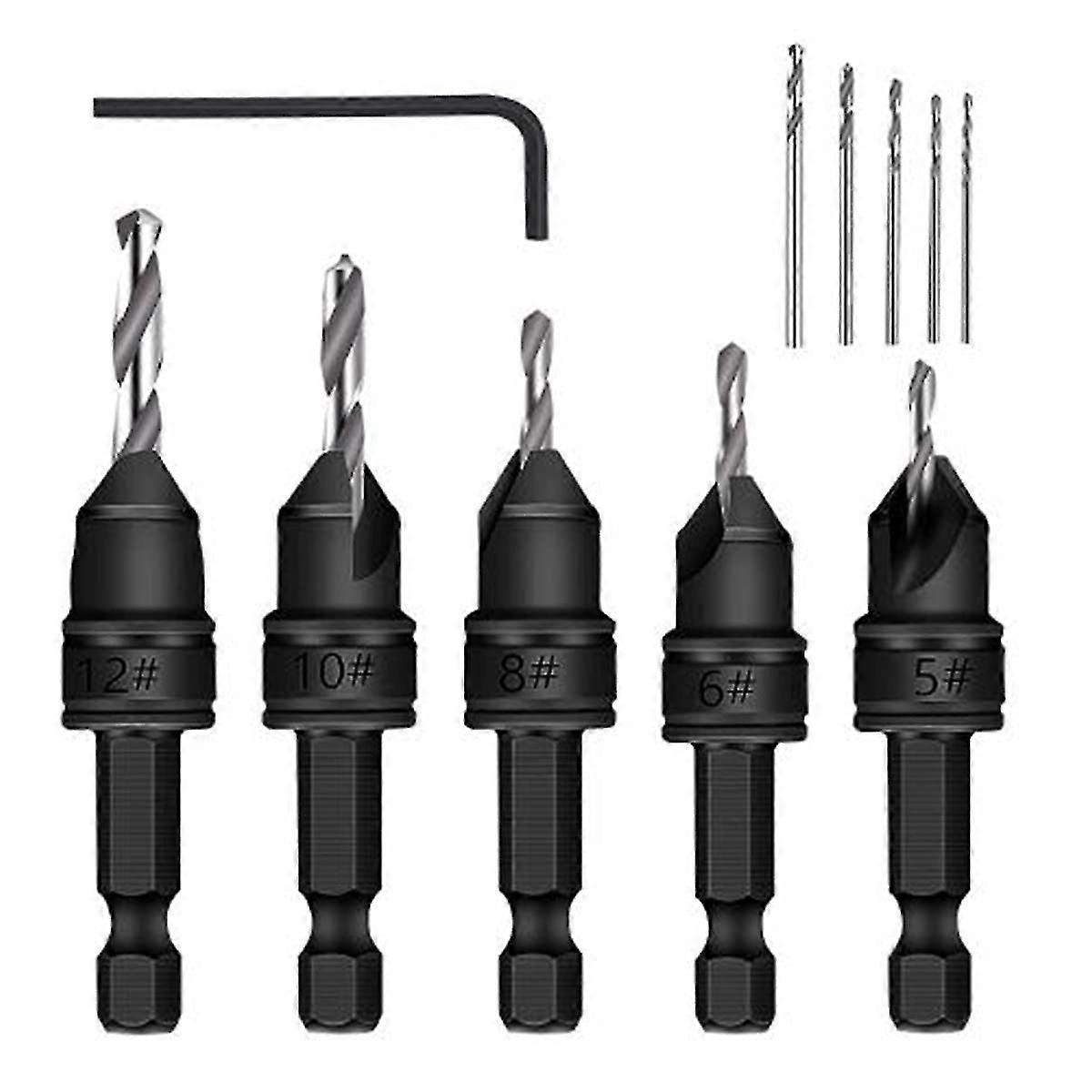 For 2024 11 Pieces Countersink Drill Bit Set Countersink Drill Bit Screwdriver Reamer Hex Countersink, DIY Tool Kit