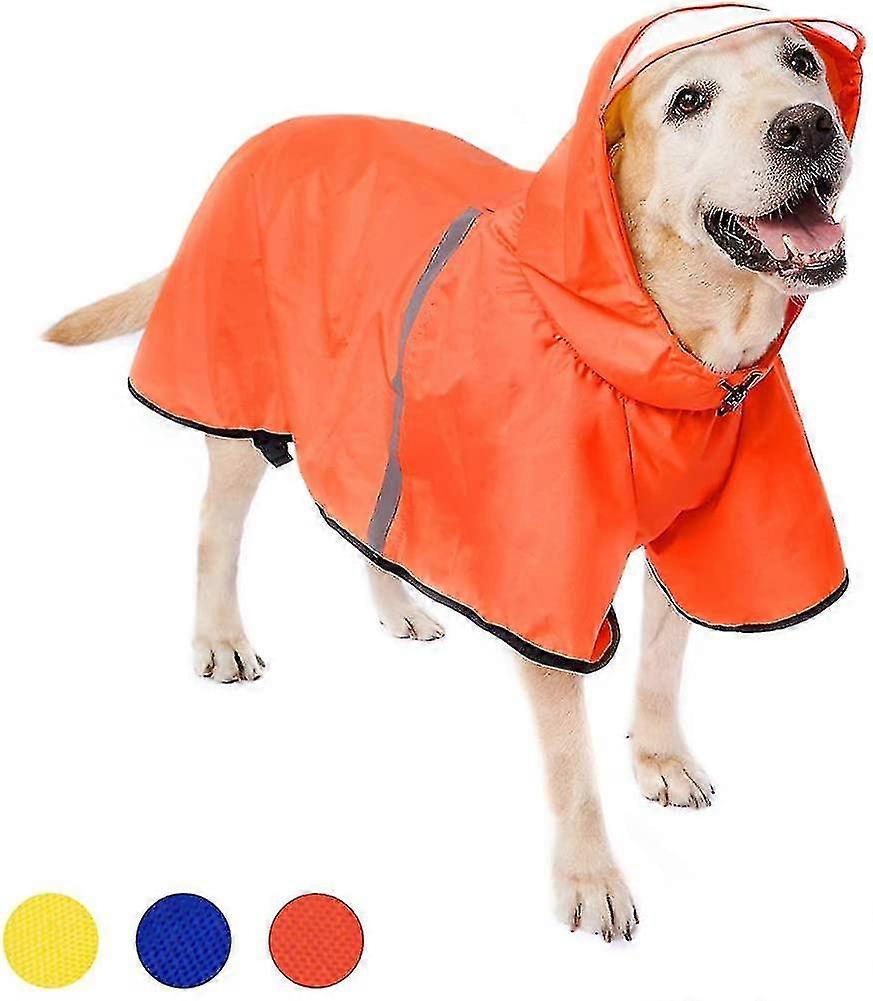 Dog Raincoat With Adjustable Girth And Leash Holes - Hoodie With Reflective