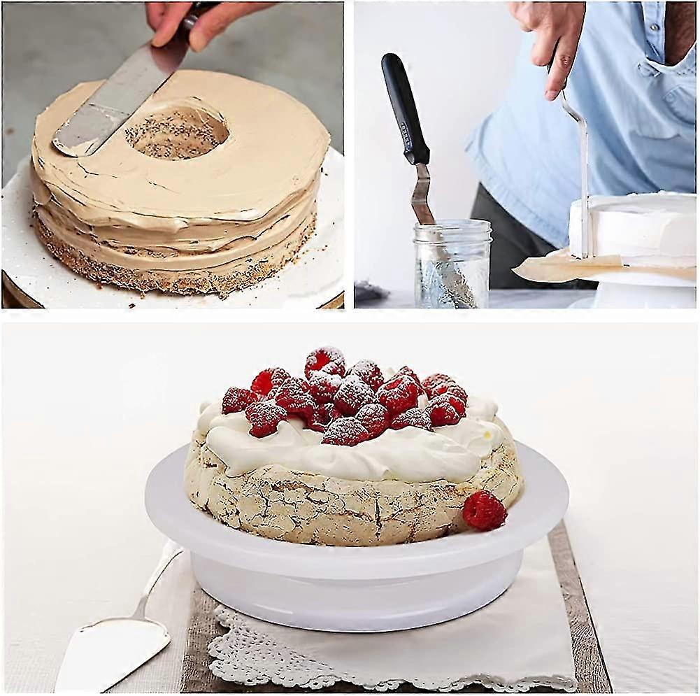 Rotating Cake Stand, Cake Turntable With 3 Icing Smoother, 12 Cake Piping Nozzles Tips, 2