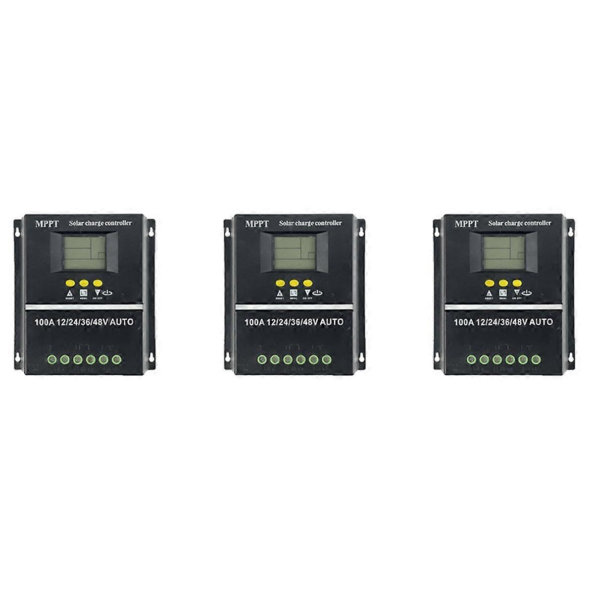 3X PWM 100A 12V 24V 36V 48V AUTO Solar Panel Charge Controller Solar PV Battery Charger with LCD MP