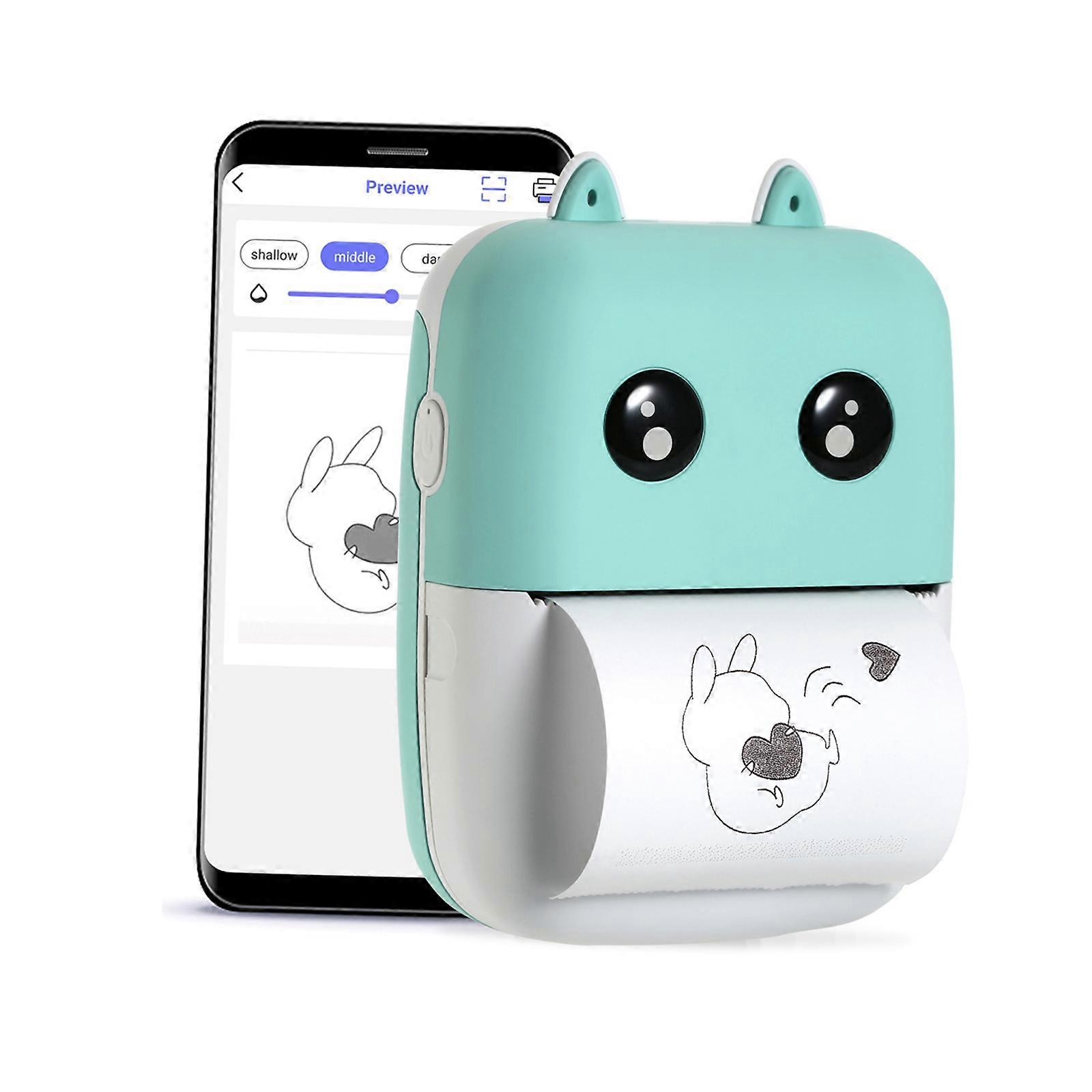 Mini Pocket Thermal Printer 58mm Wireless BT Printer 200dpi with 1 Roll Thermal Paper for Printing Photo Memo Label List Journal Planner Compatible wi