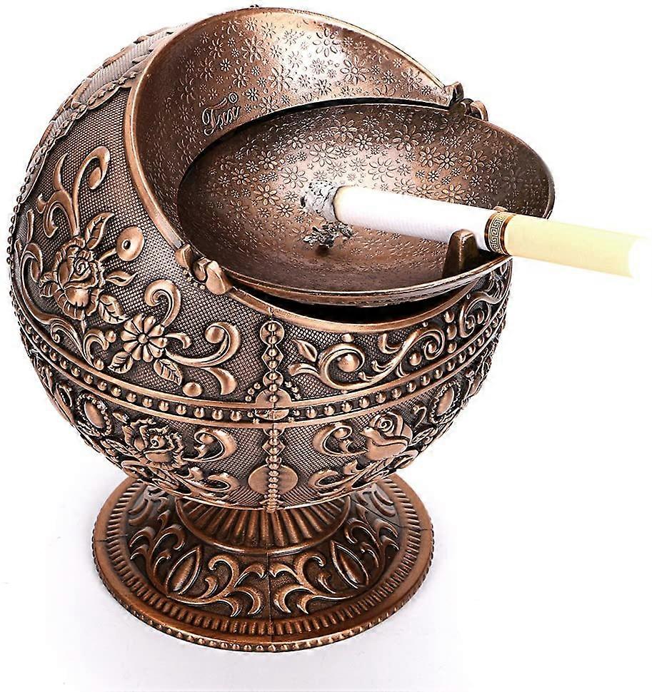 Windproof Vintage Ashtray With Lid - Classic Castle Pattern, Table Ashtray, For Indoors