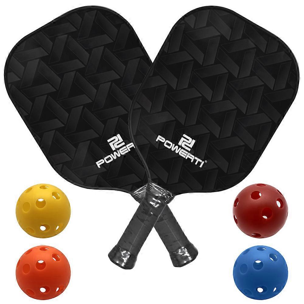 Pickleball Paddle and Ball Set Carbon Fiber Surface Pickle Ball Racket with 2 Balls