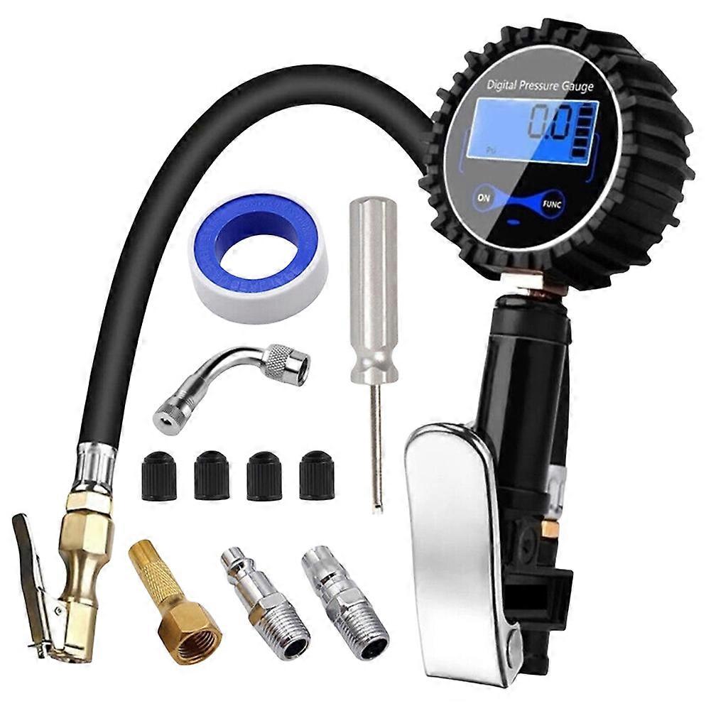 200PSI LCD Display Tire Pressure Gauge Car Tire Air Pressure Inflator Gauge for Vehicle Aluminum Alloy Digital Tire Tester