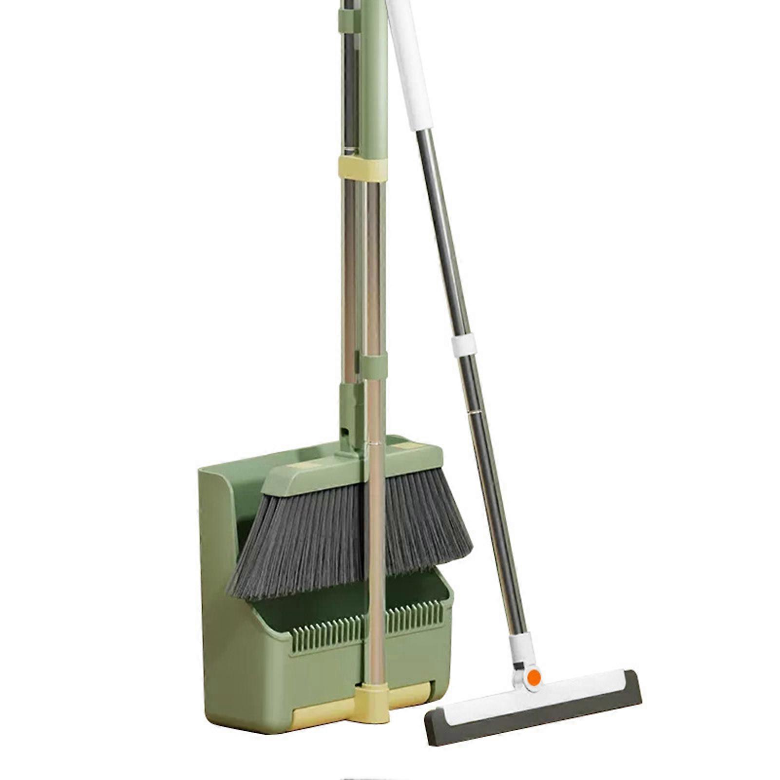 Household Broom Dustpan Set Broom with Stand Up Dustpan and Wiper for Office Home Kitchen