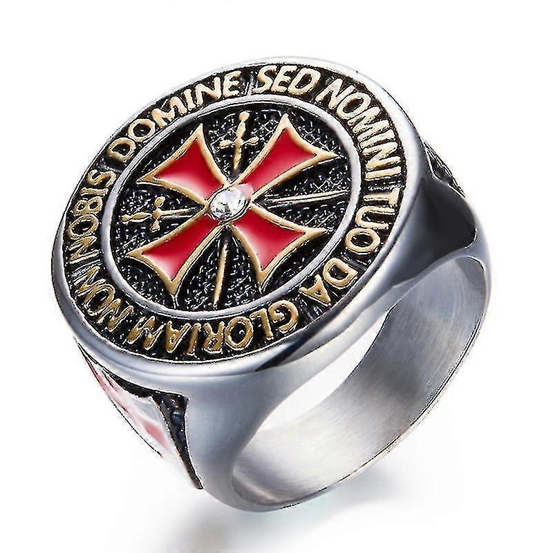 Knights Templar Rings For Men, Stainless Steel Crusader Cross Biker Ring []
