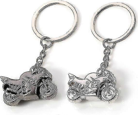 2ピースミニオートバイクロームメッキメタルキーリング
