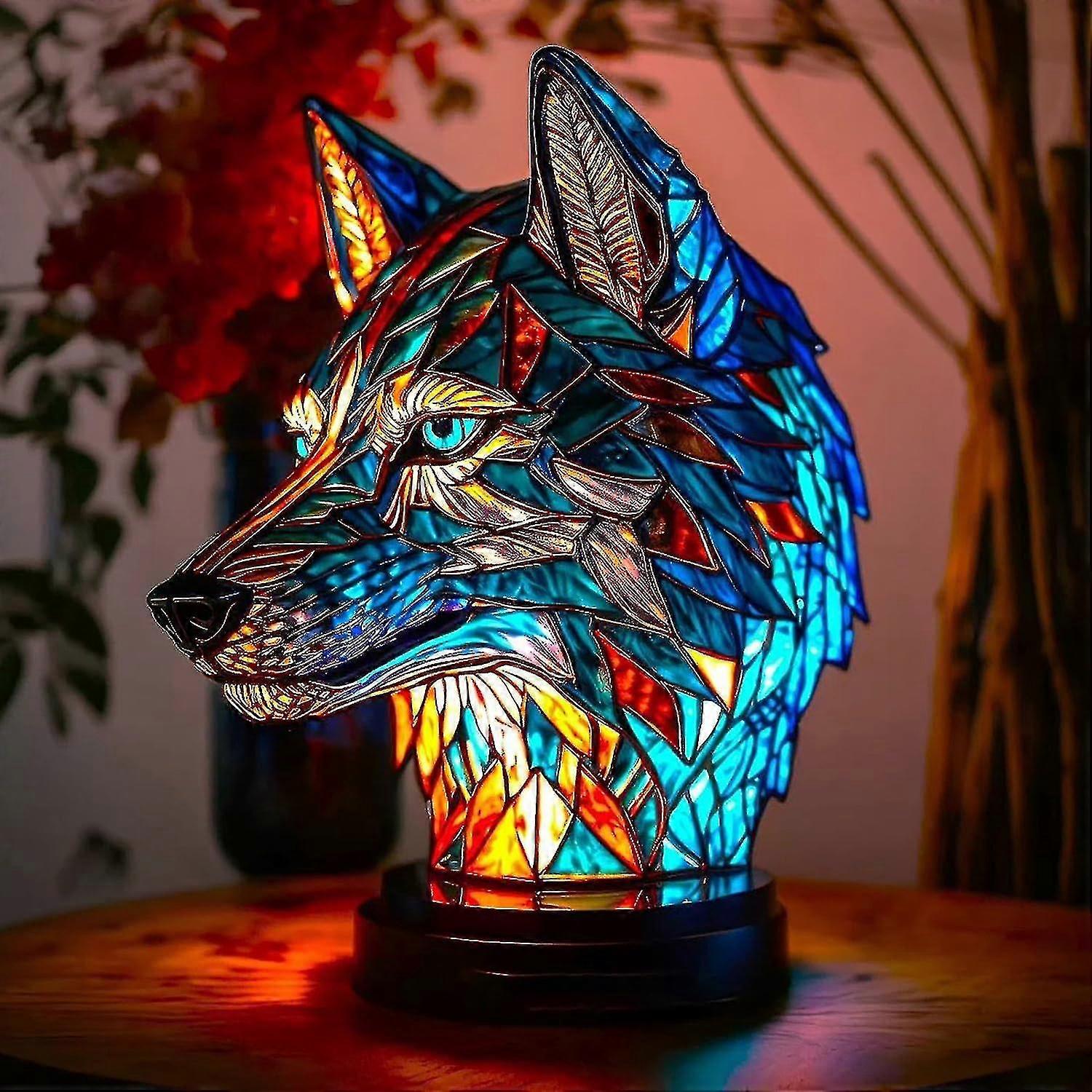 3d Vintage Animal Table Lamp, Stained Glass Resin Stacked Night Light, Bohemian Animal Table Lamps For Living Room Bedroom Dcor Kb