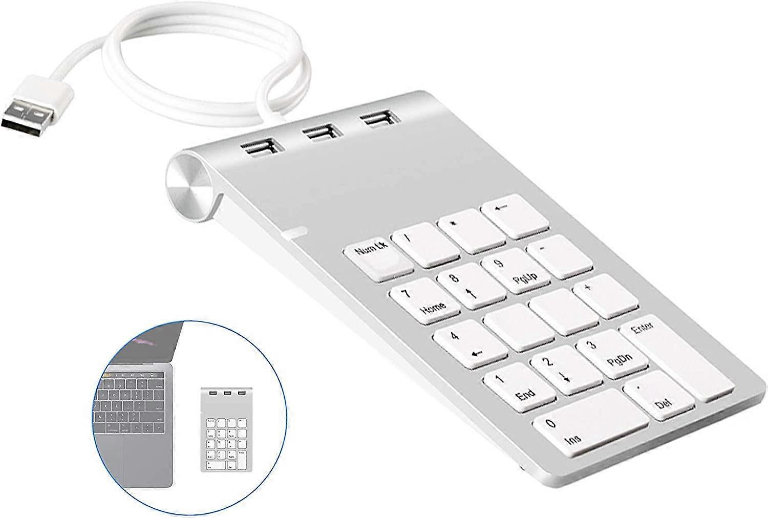 The Portable USB Numeric Keypad, External Numeric Keypad with 3 USB 2.0 Ports for PC and Laptops,2024 Ping