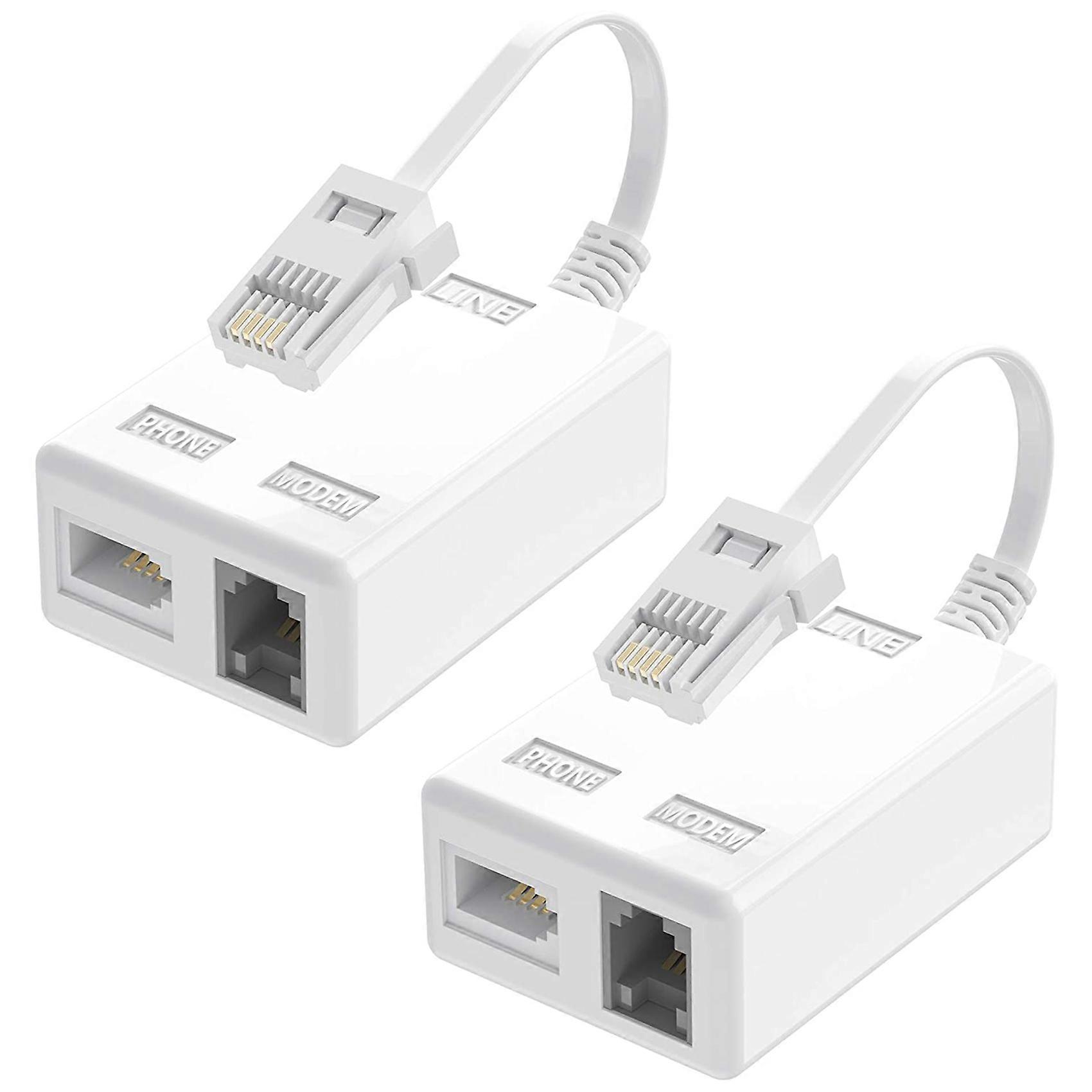 BT Plug To ADSL RJ11 Broadband Internet Microfilter Splitter 2 Pack, BT Male To BT & RJ11 Female fo