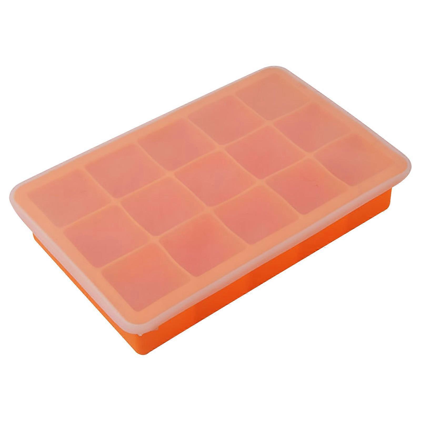 Silicone Ice Maker 15-Cube Ice Tray Ice Storage Container Tray With Lid