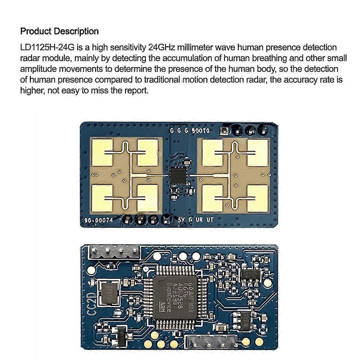 HLK-LD1125H-24G Radar Sensor Body Sensor Module Motion Detection Sensor Microwave Human Detection Sensor Module(B)
