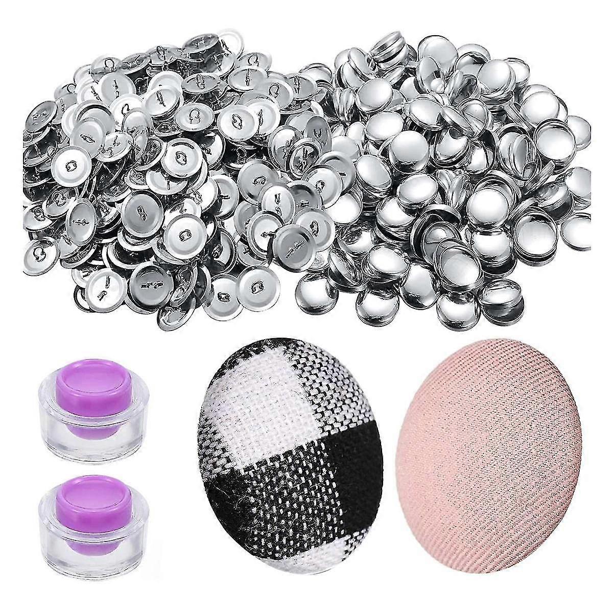 100 Sets Cover Buttons Kit with Tools Size Buttons to Cover Self Cover Buttons DIY Fabric Cloth Cov