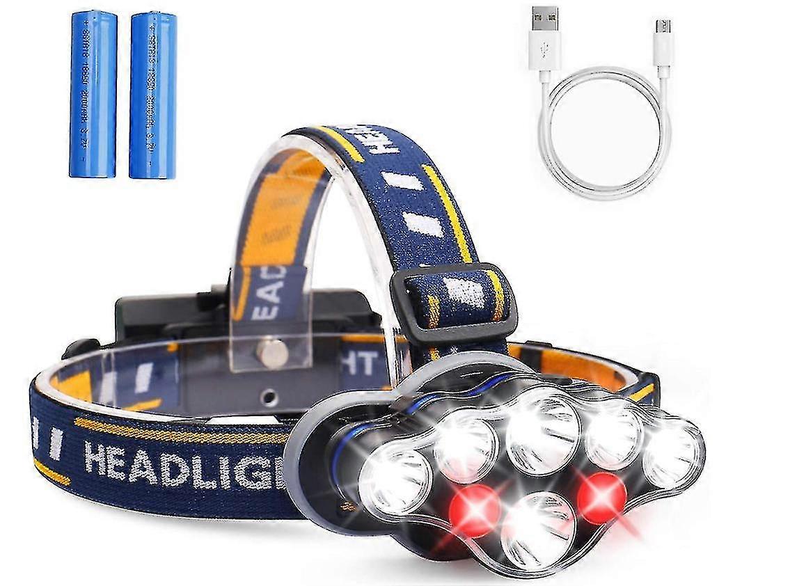 Led Head Torch, Super Bright Headlamp 13000 Lumens Rechargeable Headlight,90 Degree Angle Adjustable Led Light Lamp, 8 Modes Waterproof Headtorch For
