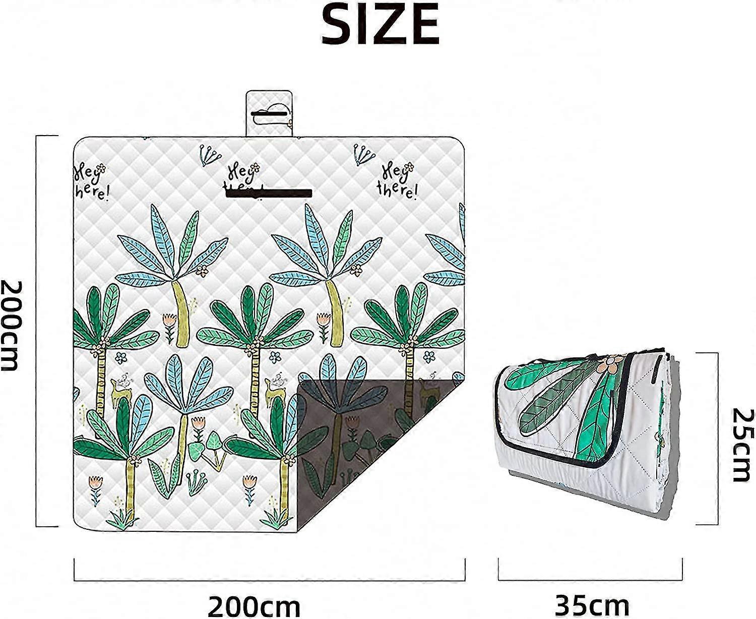 Waterproof Picnic Blanket 200x200 Machine Washable, Outdoor Beach Mat For 4-6 People, Picnic Blanket With Handle, Large Size, 3-layer Materials(type 1