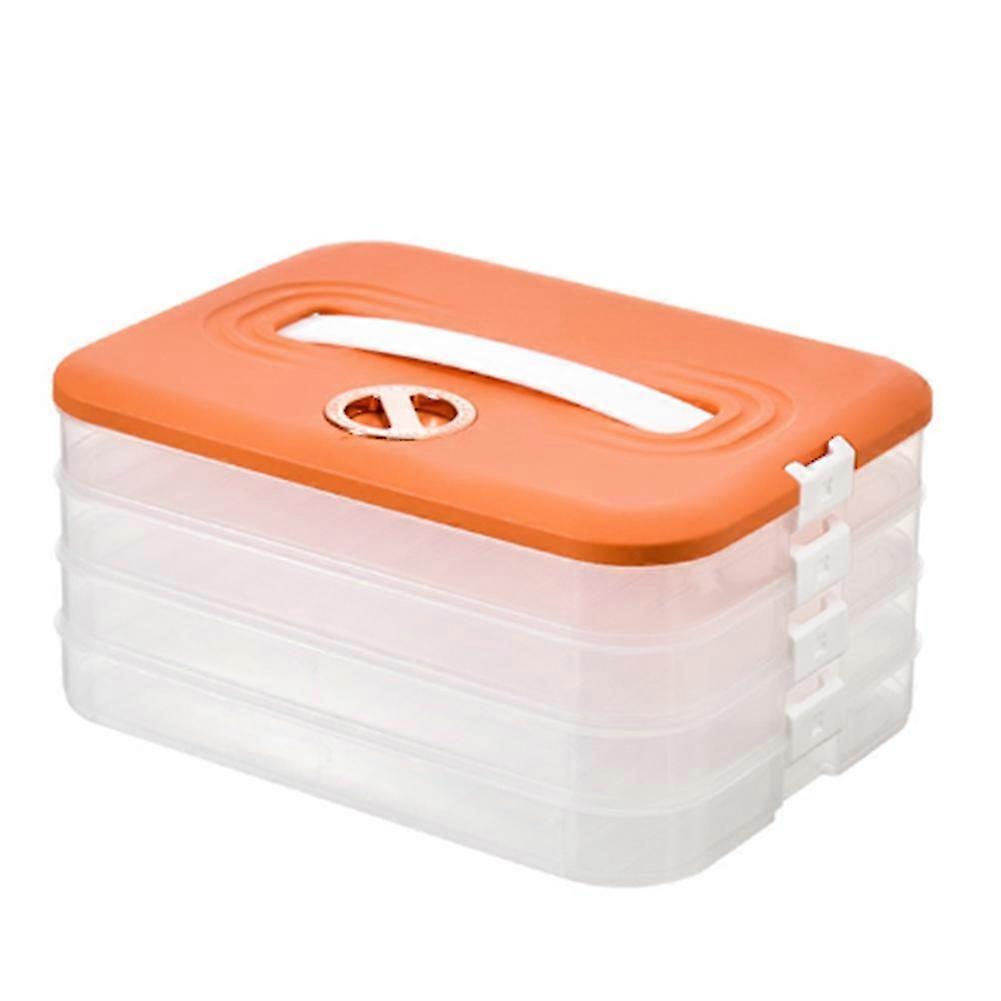 Dumplings Box Storage Box Refrigerator Dumpling Freezing Multi-layer Freeze Quick-freeze Dumpling Box Orange