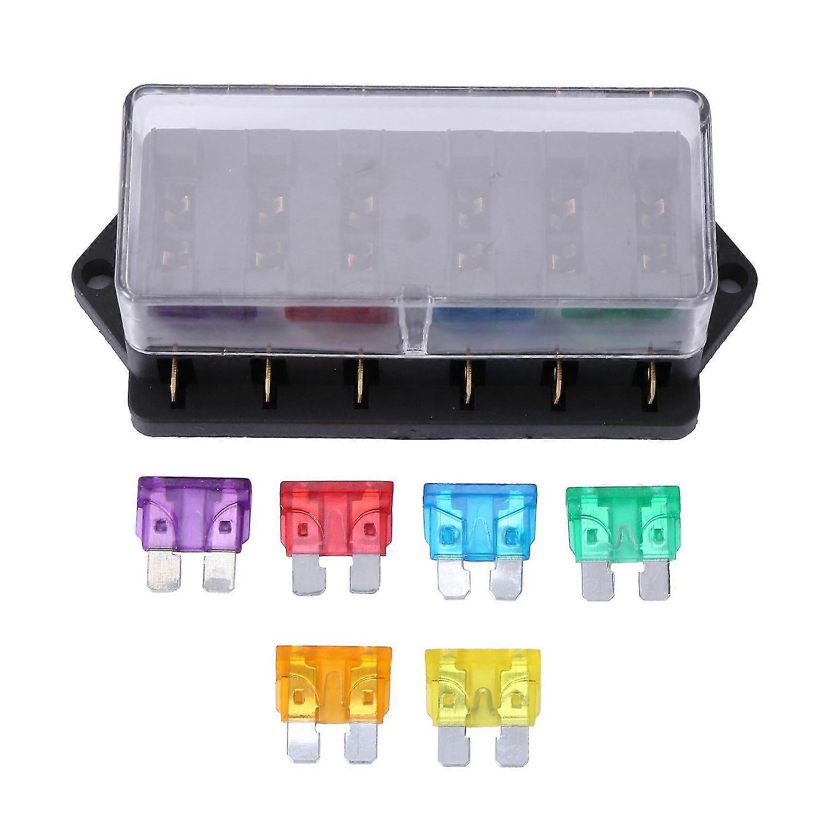 6 Way Fuse Holder Box Car Vehicle Circuit Blade Fuse Box Block + Free Fuse Us (haoyi)