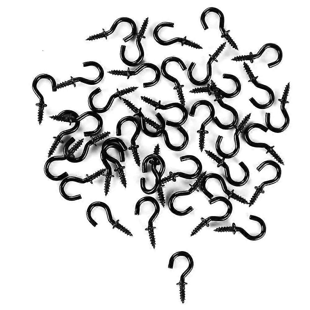 100 Pcs 1/2" Small Jewelry Hooks Screw In Ceiling Hooks String Lights Hooks Black