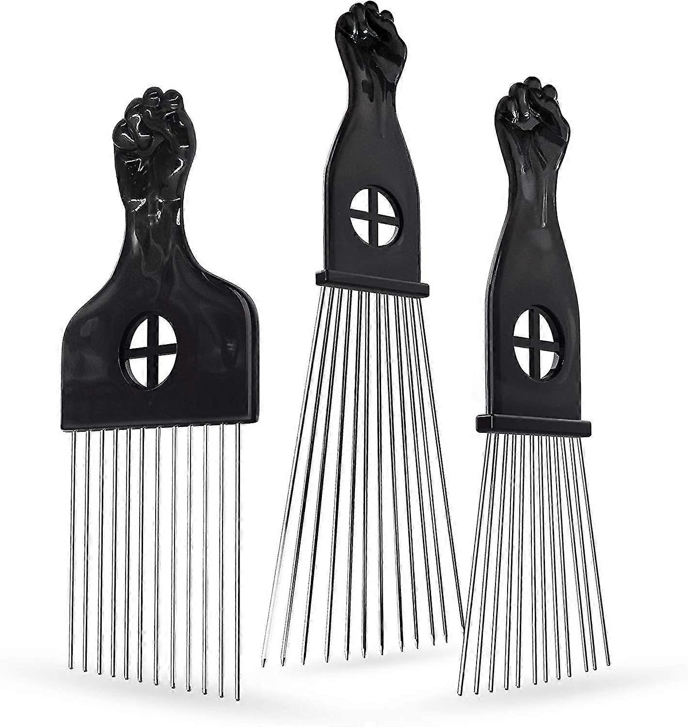 3 Pcs Metal Hair Pick, Thick Beard Pick Comb