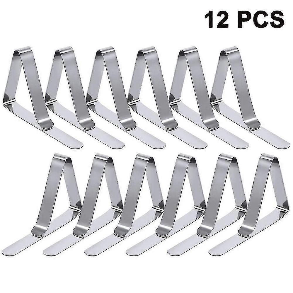 12pcs Silver Tablecloth Clips Adjustable Metal Clips Tablecloth Clamps