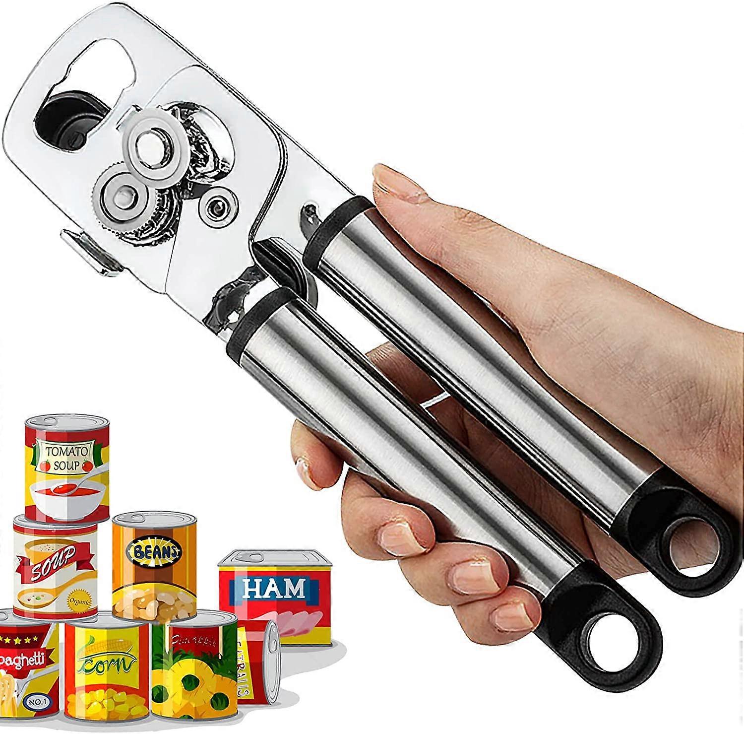 Can Opener Manual, Tin Openers for Arthritis Hands, Tin Openers That Work, Good Grip Tin Opener Heavy Duty for Elderly Weak Hand, Smooth Edge Food-Saf