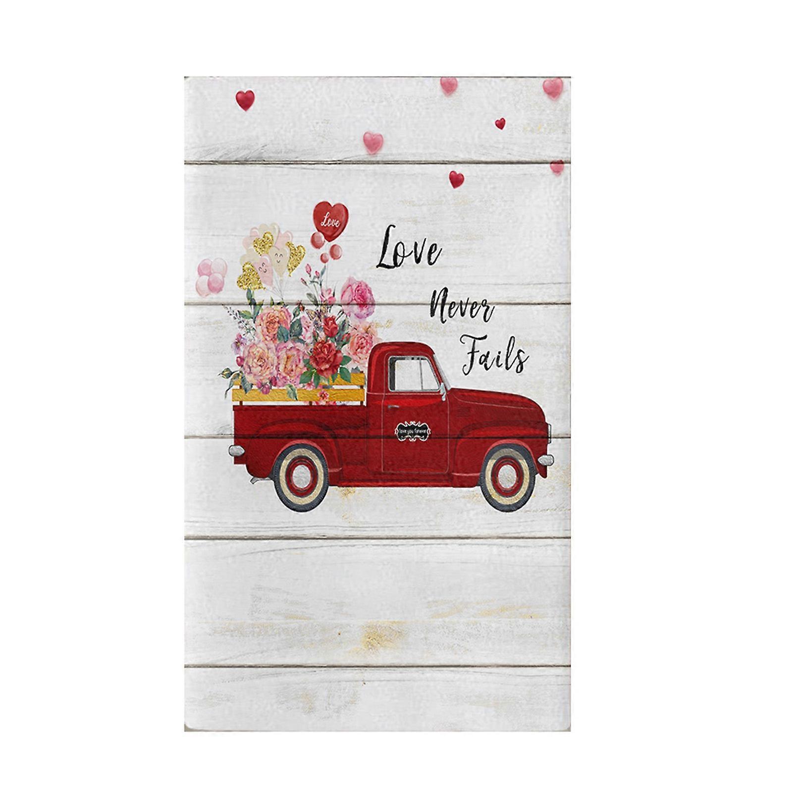 Dish Towel Soft Washable Strong Absorption Exquisite Valentine's Day Heart Print Dish Hand Towel Kitchen Accessories KAESI