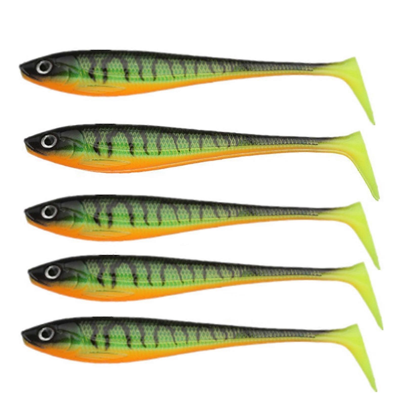 Kaesi 5Pc 9cm Lure Bait 3D Fisheye Simulation Design Realistic Tempting Angling Plastic Road Bait T-tail Soft Lure Outdoor Fishing