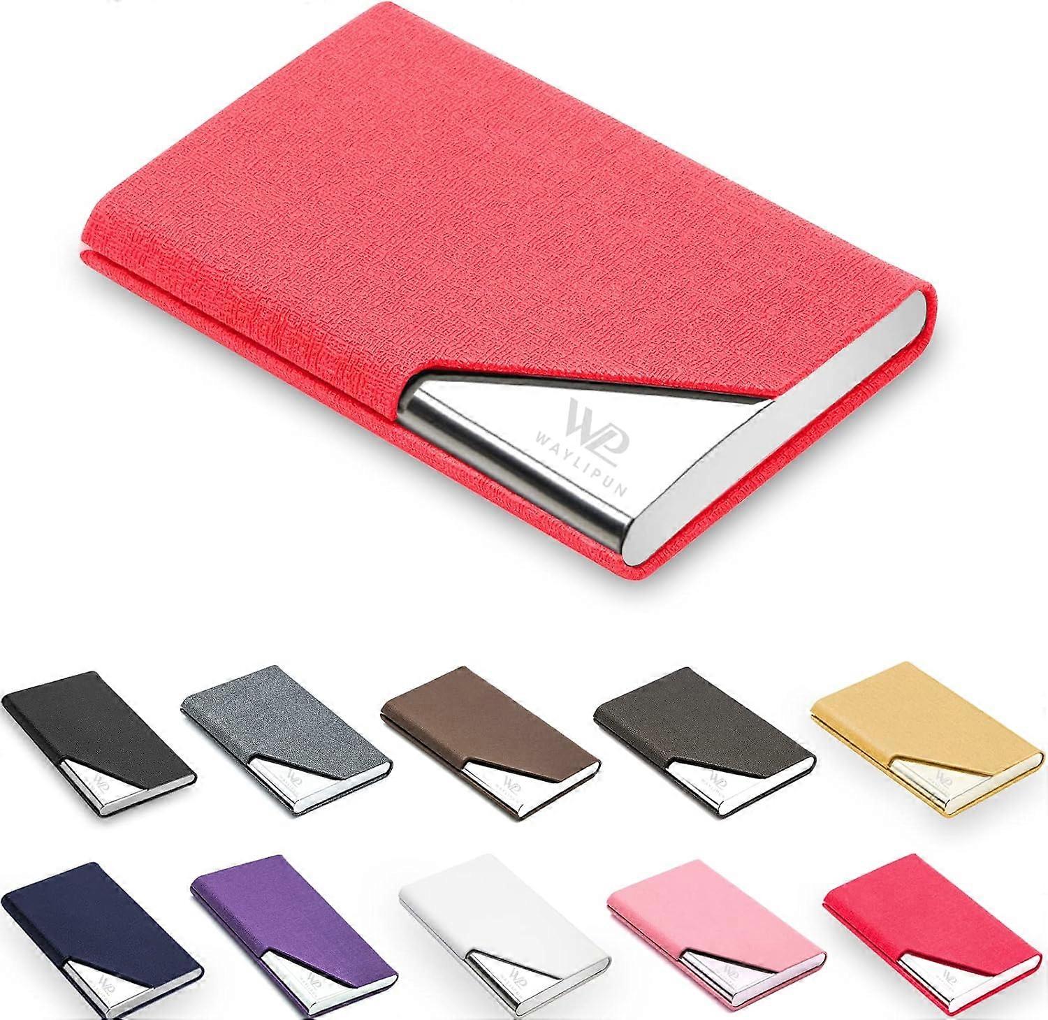 المهنية بو الجلود والفولاذ المقاوم للصدأ اسم العمل حالة بطاقة ، نحيف معدن الجيب حامل بطاقة مع إغلاق مغناطيسي (أسود)