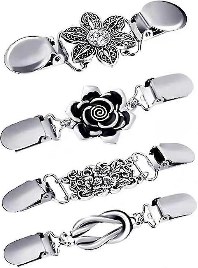 4 أنماط كارديجان كليب ، الرجعية وشاح سترة مقاطع ، خمر كارديجان طوق مقاطع للنساء الفتيات