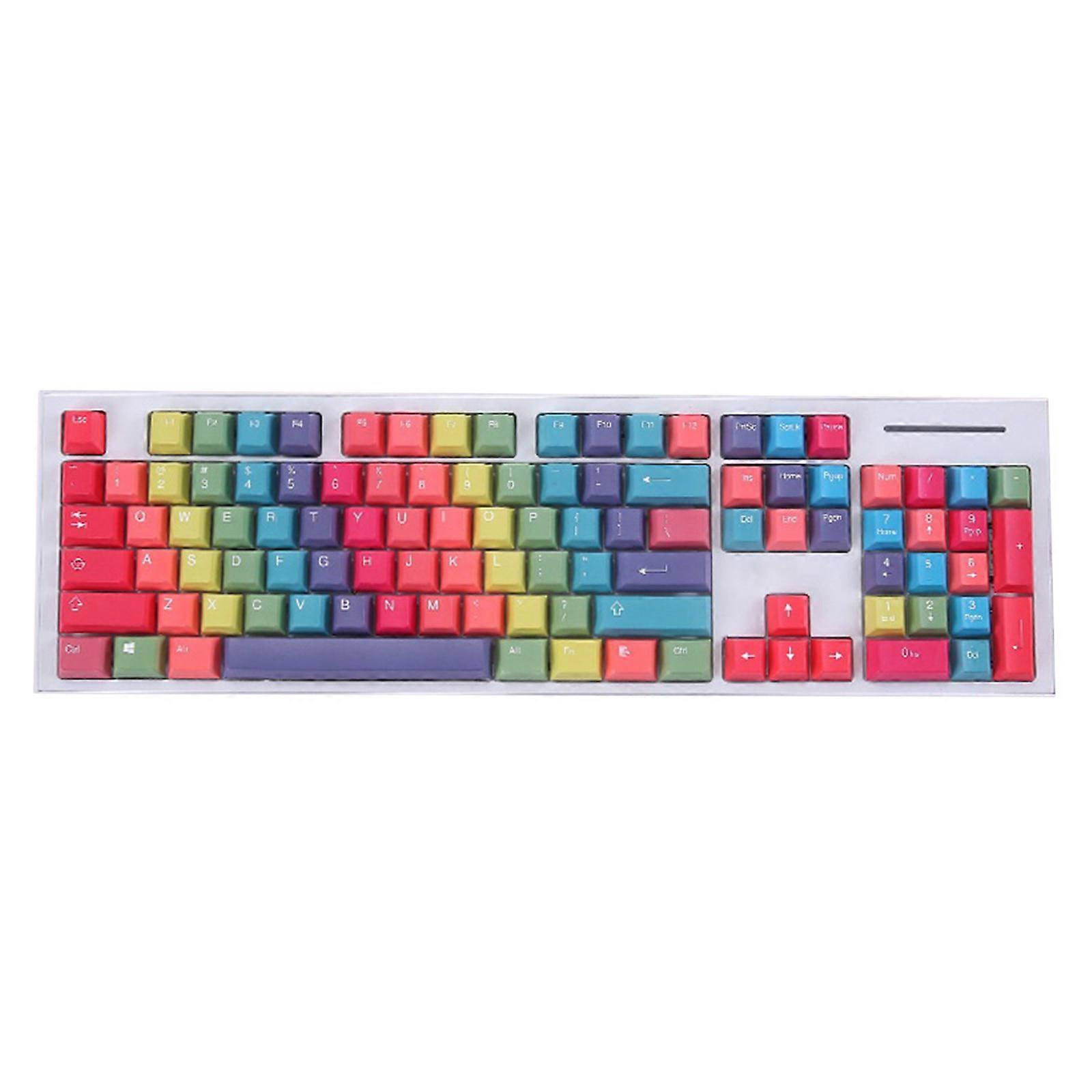 114 Keys/Set Rainbow Theme Thick PBT Dye Subbed Keycaps For MX Switch Mechanical Keyboard Keycap Cherry Profile