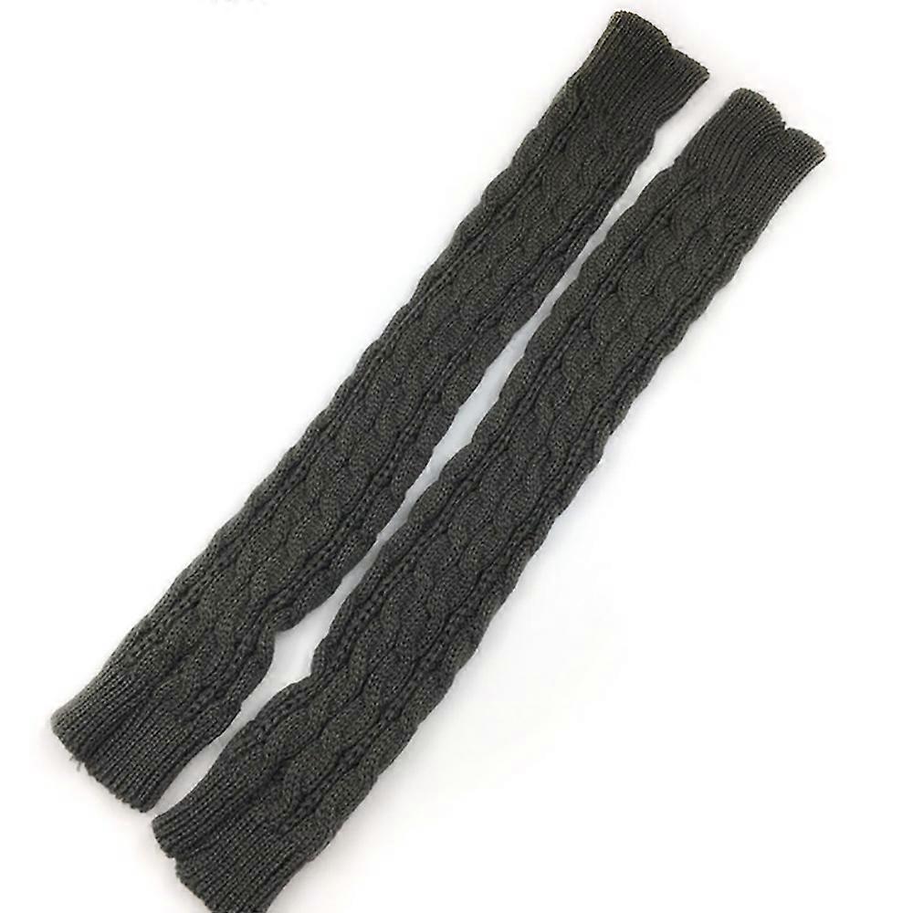 Womens Cable Knit Arm Warmer Extra Long Fingerless Stretch Gloves Sleeves Mittens