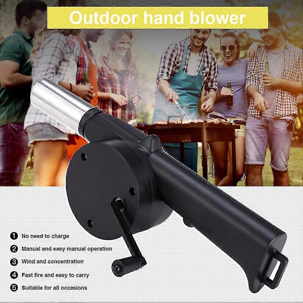 Handvevdriven fläkt luftfläkt för picknick grill utomhus bbq brand camping utrustning