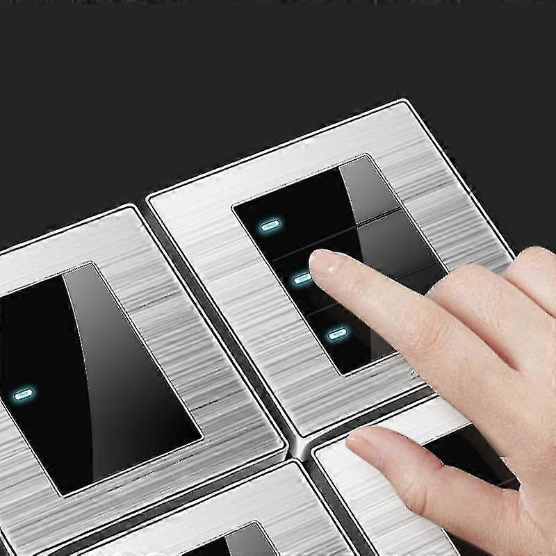 Eu France Germany 1 2 3 Gang 1 2 Way Home Switch Socket Type 86 Wall With Led Brushed Stainless Stee