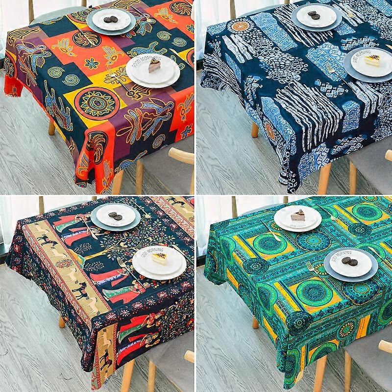 Retro Ethnic Style Printed Tablecloth Bohemian Home Restaurant Decoration Table Mat Coffee Table Rectangle Waterproof Tablecloth