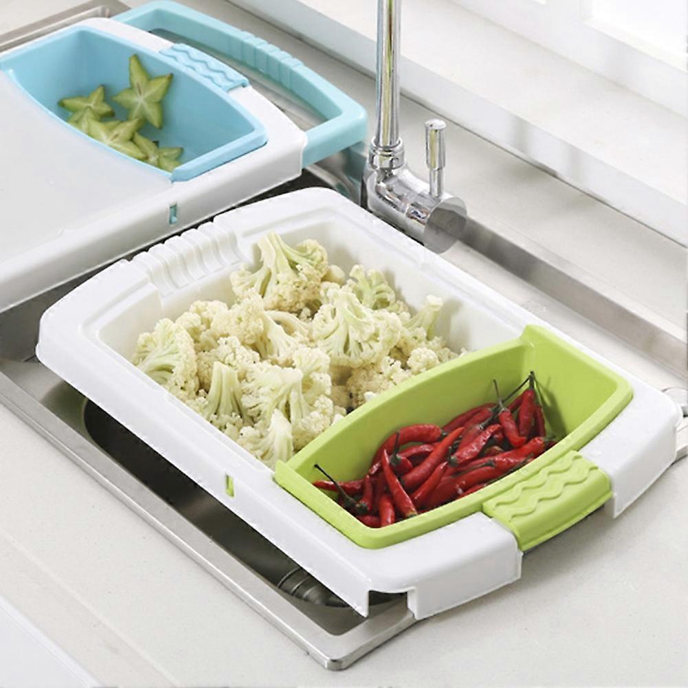 Green Kitchen Chopping Board with Draining Basket  Multifunctional Cutting Drying Solution