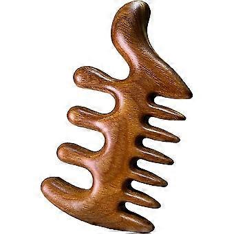 Peine de madera de masaje del cuero cabelludo de la cabeza No estático Peine de dientes anchos Peine de madera natural/yy