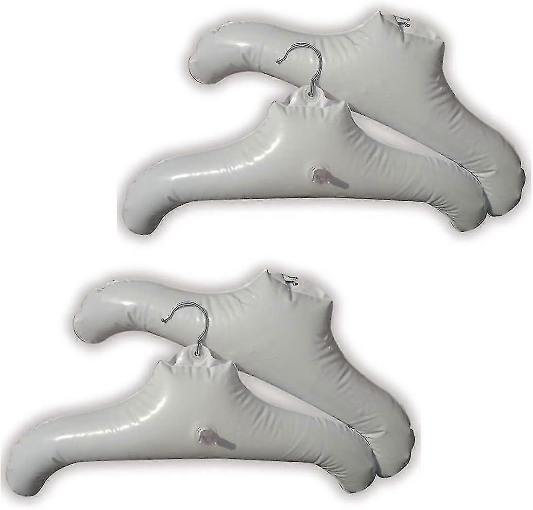 White Travel Inflatable Clothes Hangers Set Of 444*25cm, Air Blowing Drying Sweater Hangers, Round Shoulder Shaped Inflatable Coat Hangers With Hook