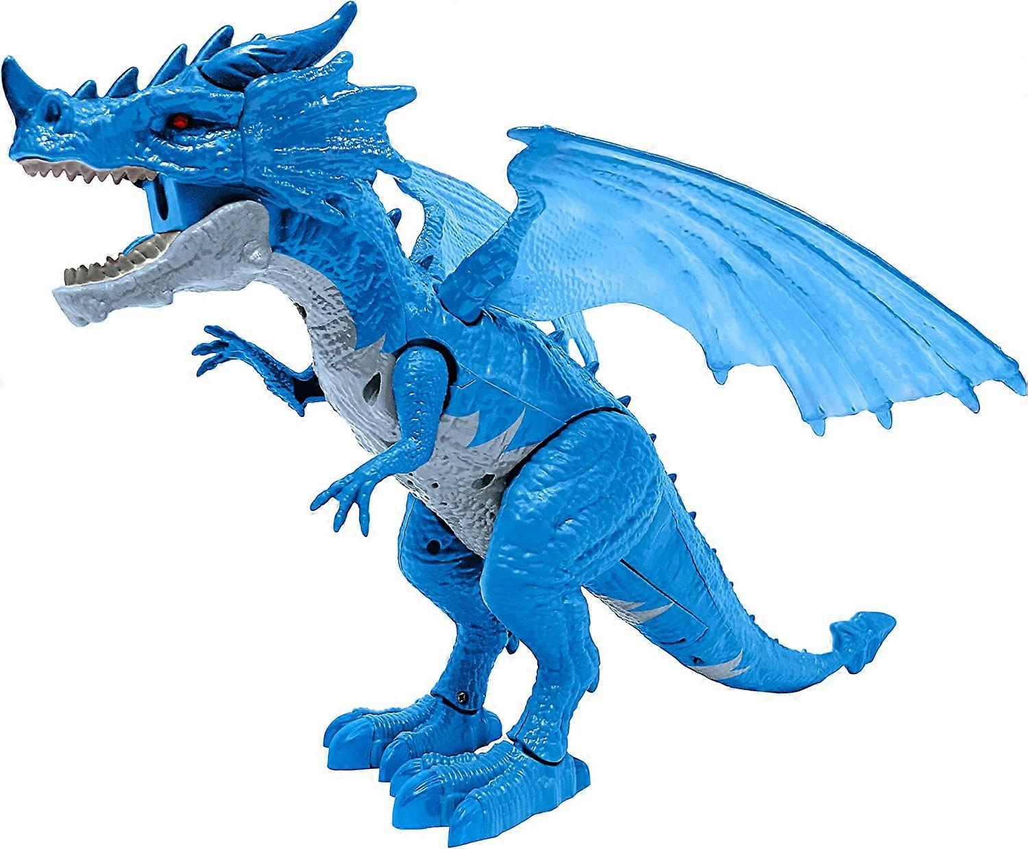 Smoke-breathing standing dragon toy with walking motion, lights and roaring sound effects