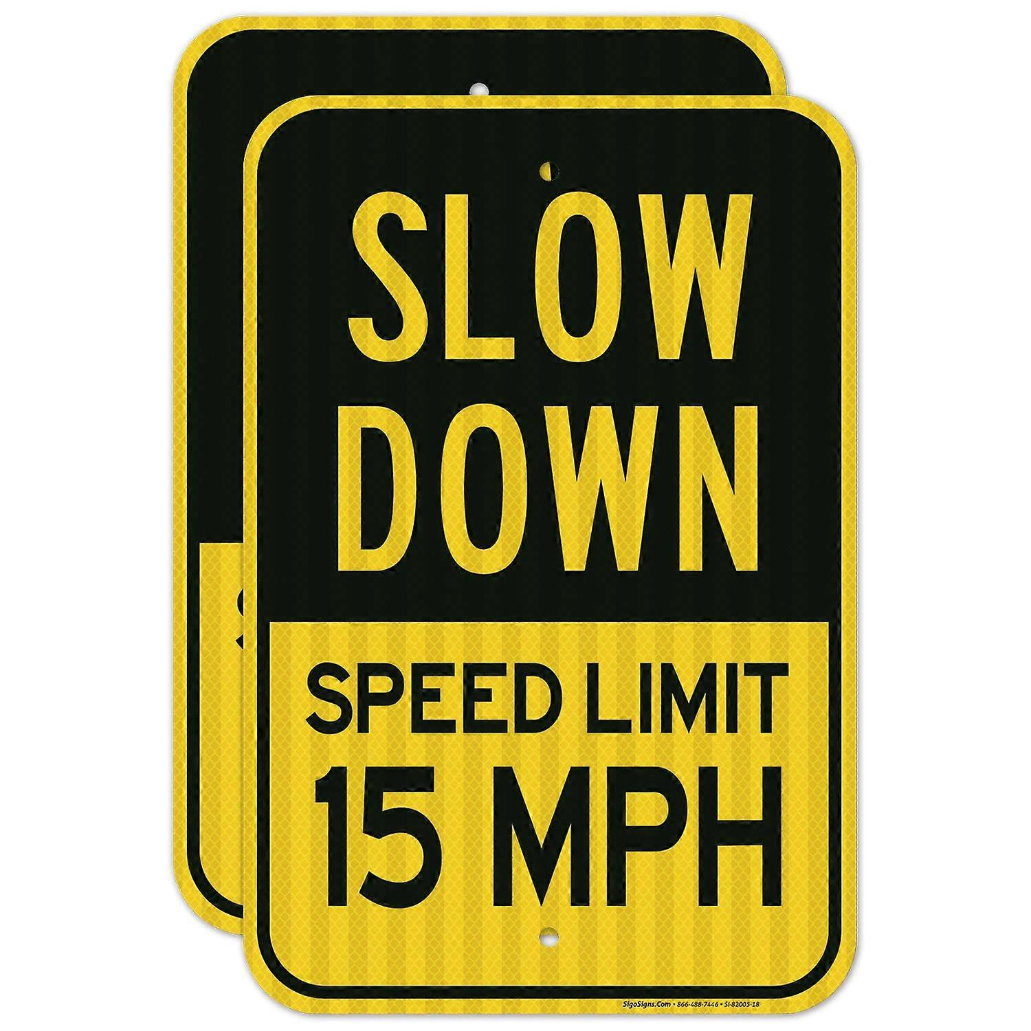 Semn de încetinire, limită de viteză 15 mph semn, 12x16 inci, 3M EGP reflectorizant .063 aluminiu, rezistent la decolorare, fabricat în SUA prin semne sigo