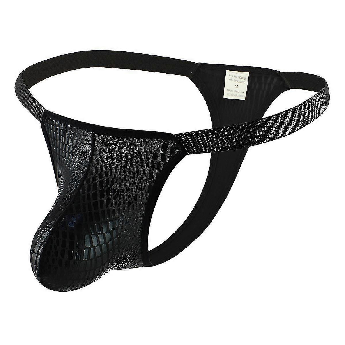 لامعة التمساح نمط الرجال سراويل مثير U-محدب حقيبة كبيرة تنفس ثونغ-XT