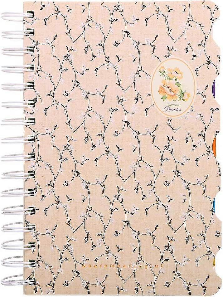 5 موضوع Notebookwide Rules Spiral Notebooksa5 Travelers Notebook ، فواصل ملونة مع علامات تبويب ، مفكرة زهرية لطيفة ، غلاف فني Journal Memo Planner Fo