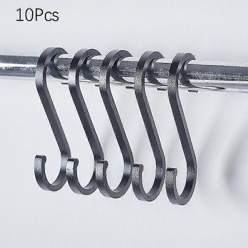مجموعة من 10 خطافات معدنية شديدة التحمل لتعليق الأواني والمقالي والنباتات وأكواب القهوة والملابس والمعاطف والحقائب والمناشف في المطبخ ، أسود
