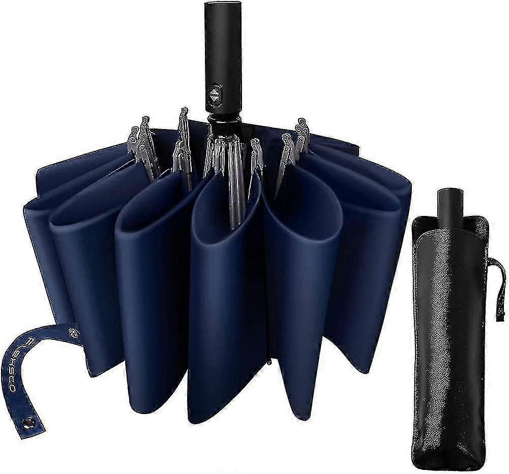 Parapluie coupe-vent de voyage pliant, 12 côtes Reverse Auto Open / Close Parapluie, Fiis portable