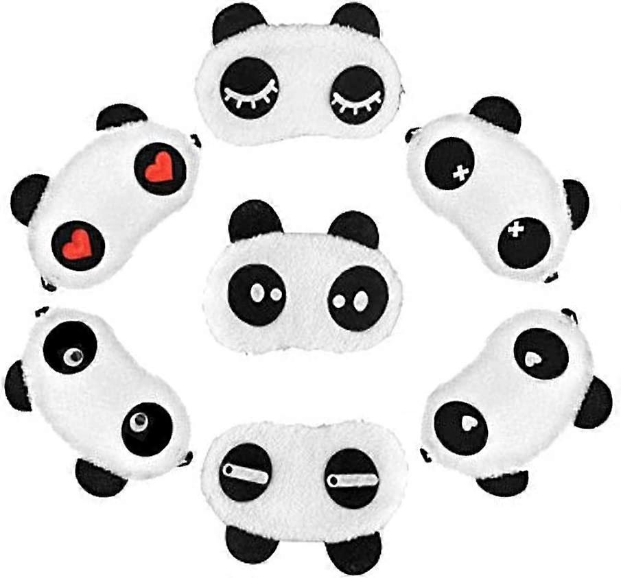 Set de 7 Eye Patch Cute Panda Soft Fluffy pour soirée pyjama