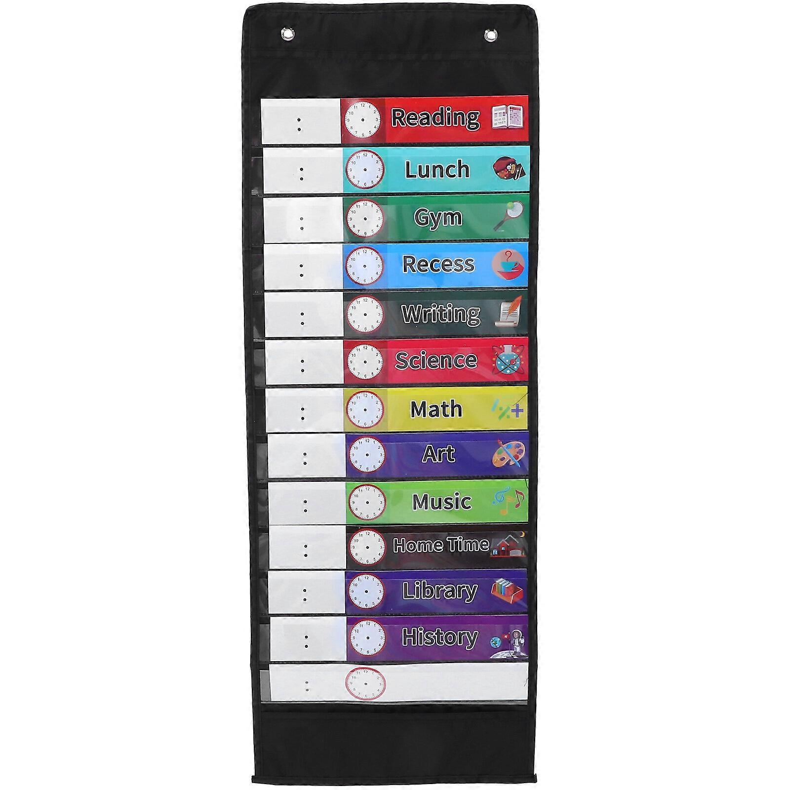 1 Set Daily Schedule Pocket Chart Class Schedule Calendar Hanging Bag Schedule Hanging Bag