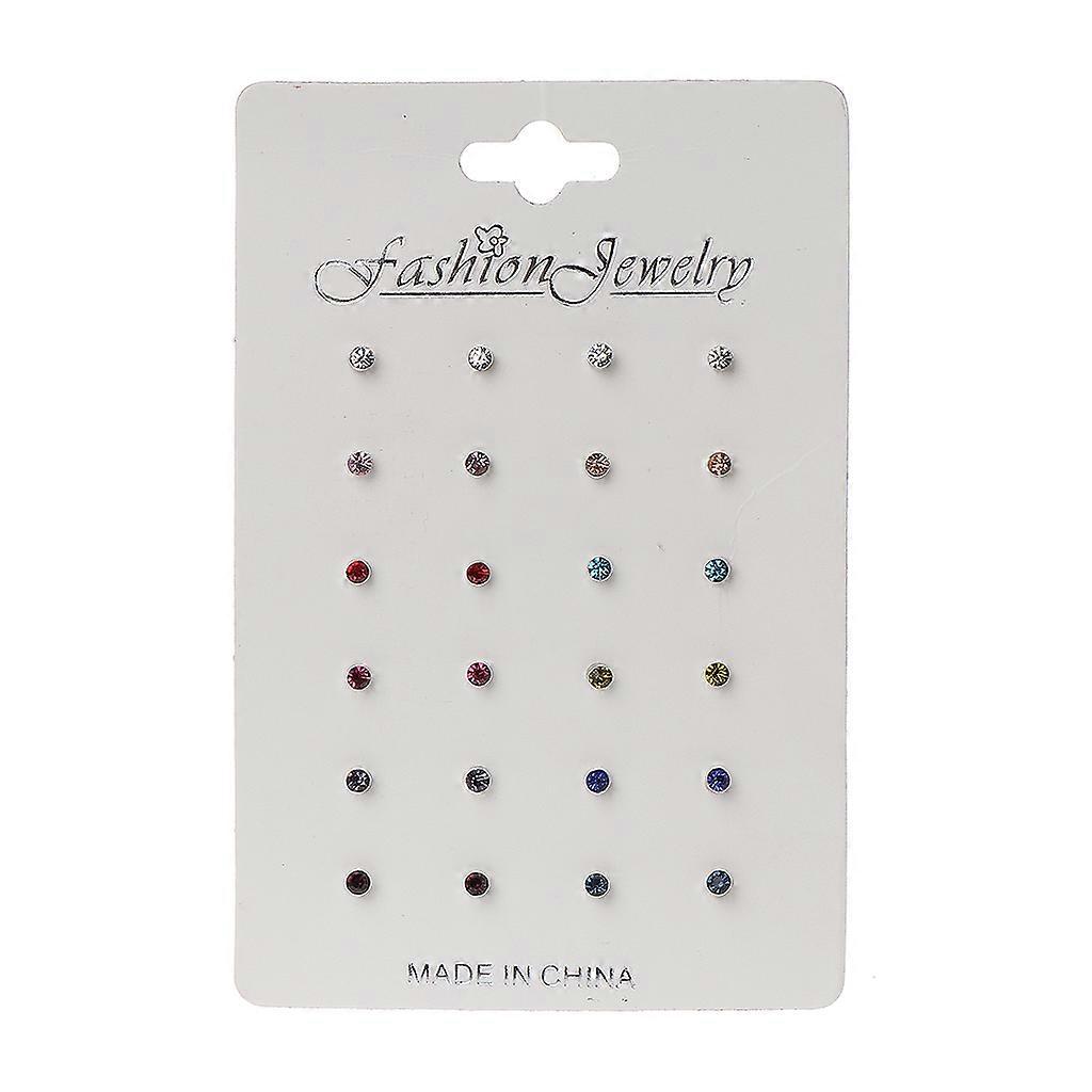 Simple 12 Pairs Earring Stud Ear Bone Nails Rainbow Cubic Zircon Stud Earrings